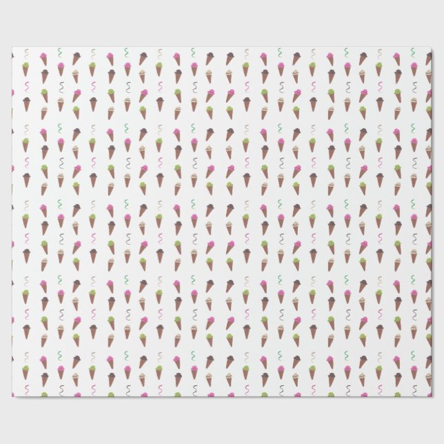 Eiscreme-Cones & Ribbons Geburtstagspapier Geschenkpapier (Saum)