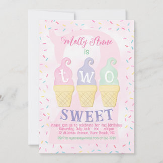 Eiscreme Cones Sprinkles Pastellfarben Rosa 2. Geb Einladung