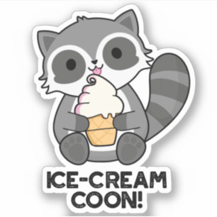 Eiscreme Coon Funny Animal Racoon Pub Aufkleber