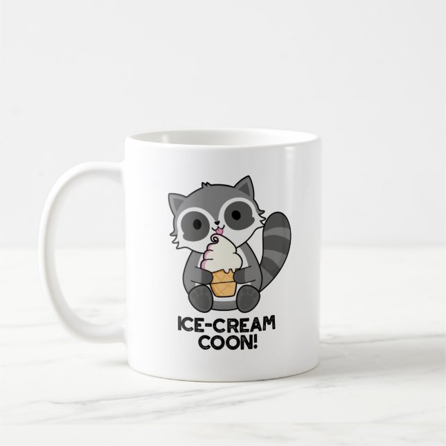 Eiscreme Coon Funny Animal Racoon Pub Kaffeetasse (Links)