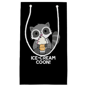 Eiscreme Coon Funny Animal Racoon Pun Dark BG Kleine Geschenktüte