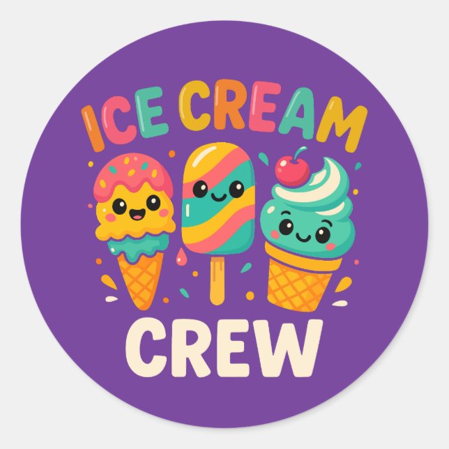 Eiscreme Crew Niedlich Ice Creme Runder Aufkleber (Vorderseite)