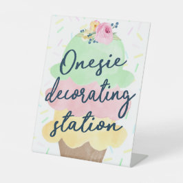 Eiscreme-Dekorationsstation Babydusche Sockelschild