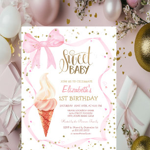 Eiscreme Diamonds Rosa Bauch gestreift Geburtstag Einladung