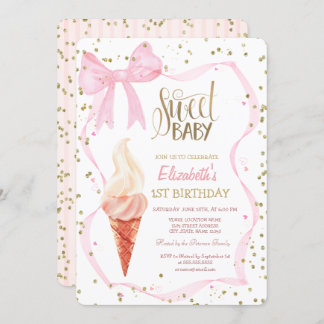Eiscreme Diamonds Rosa Bauch gestreift Geburtstag Einladung