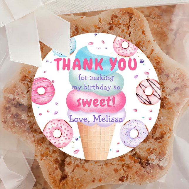 Eiscreme Donut Birthday Classic Round Sticker (Von Creator hochgeladen)