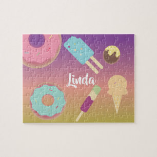 Eiscreme-Donut-Sommer-Ombre-Regenbogen-Bunt-Kinder Puzzle