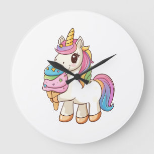 Eiscreme-Einhorn-Ekstase (1) Große Wanduhr