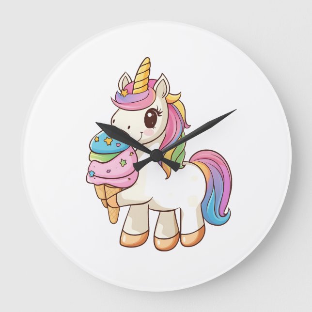 Eiscreme-Einhorn-Ekstase (1) Große Wanduhr (Vorderseite)