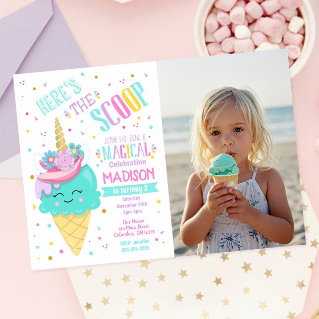 Eiscreme-Einhorn-Magischer Geburtstag Einladung (Von Creator hochgeladen)