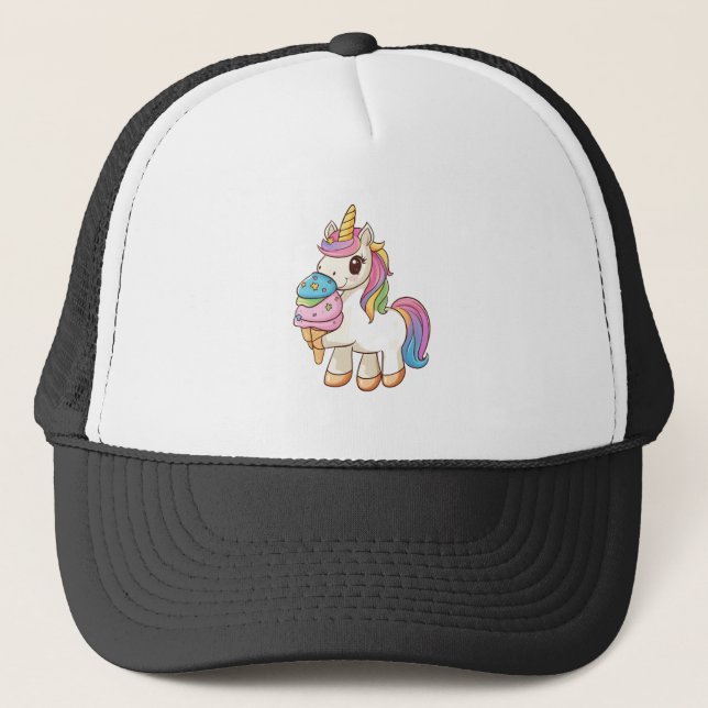 Eiscreme-Einhorn-Wonne (1) Truckerkappe (Vorderseite)