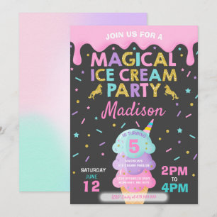 Eiscreme Einladung Einhorn Eiscreme Party
