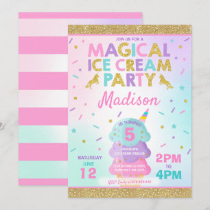 Eiscreme Einladung Einhorn Eiscreme Party