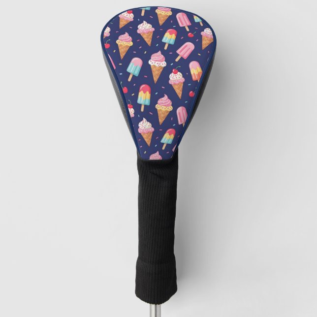 Eiscreme, Eis am Stiel und Kirschen Muster Golf Headcover (Vorderseite)