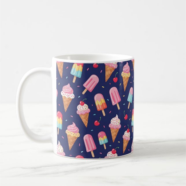 Eiscreme, Eis am Stiel und Kirschen Muster Kaffeetasse (Links)
