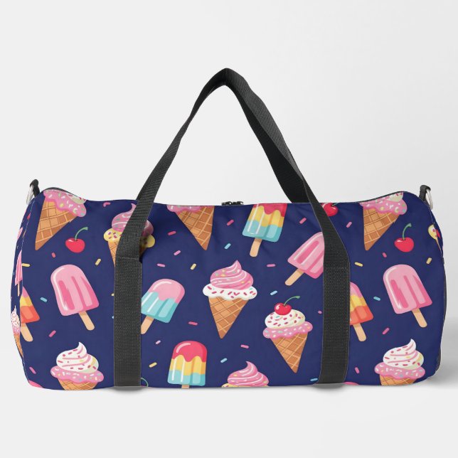 Eiscreme-, Eis- und Kirschenmuster Duffle Bag (Vorderseite)