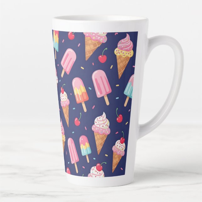 Eiscreme-, Eis- und Kirschenmuster Milchtasse (Rechts)