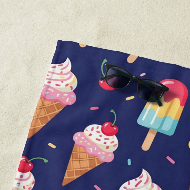 Eiscreme-, Eis- und Kirschenmuster Strandtuch (Beispiel)
