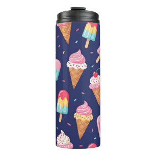 Eiscreme-, Eis- und Kirschenmuster Thermosbecher