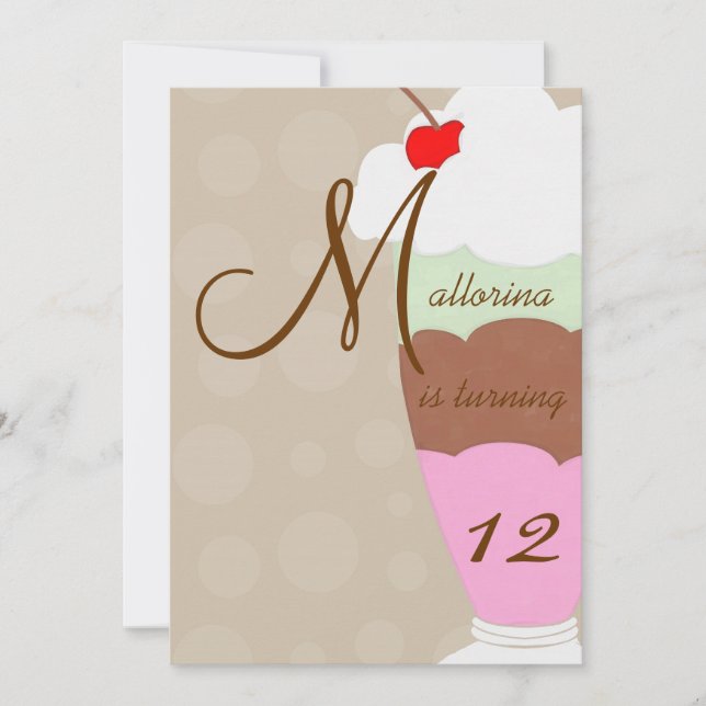 Eiscreme-Eiscremebecher-Geburtstags-Party Einladung (Vorderseite)