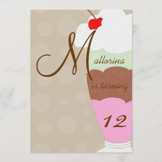 Eiscreme-Eiscremebecher-Geburtstags-Party Einladung