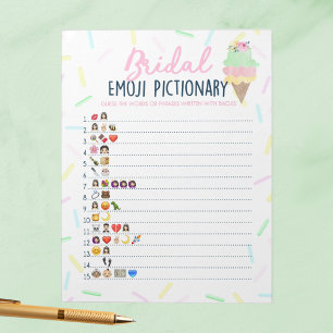 Eiscreme Emoji Pictionary Brautparty Game Pack Notizblock