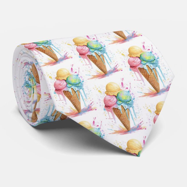 Eiscreme farbenfrohe Sommermuster Krawatte (Gerollt)