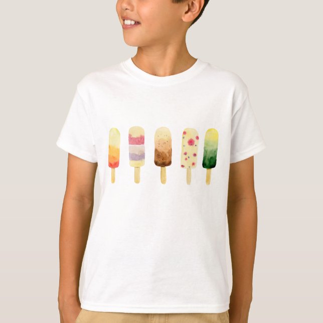 Eiscreme farbenfrohe Wasserfarbe T-Shirt (Vorderseite)