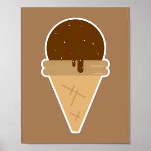 Eiscreme-Flachbilddarstellung Poster