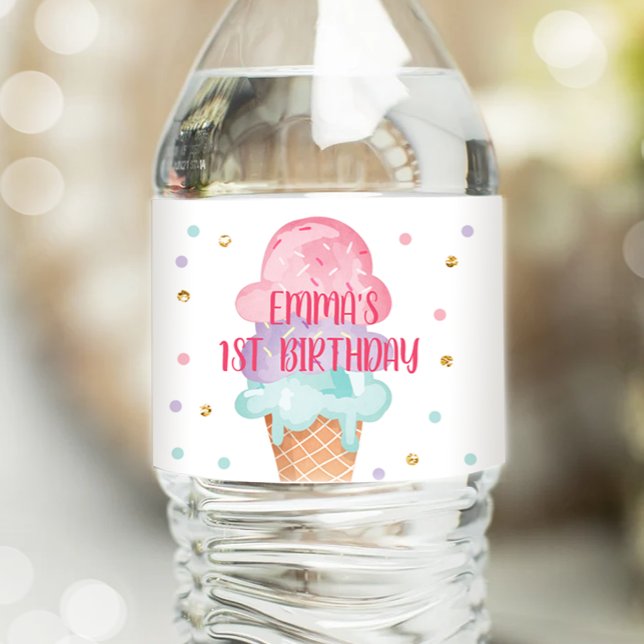 Eiscreme Flasche Wrapper Sommer Scoop Pink Lila Wasserflaschenetikett (Von Creator hochgeladen)