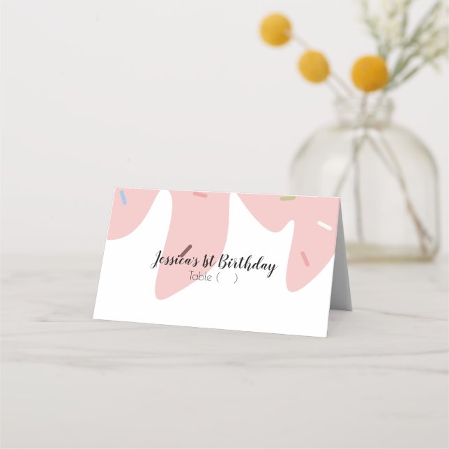 Eiscreme Geburtstag Rosa Melkspalten Tafel Platzkarte (Vorderseite)