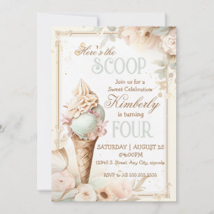 Eiscreme-Geburtstag. Vintage-Eiscreme-Party Einladung