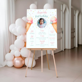 Eiscreme Geburtstags-Meilenstein-Zeichen, Kinderst Poster