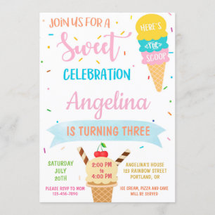 Eiscreme Geburtstagseinladung Sweet Party laden ei Einladung