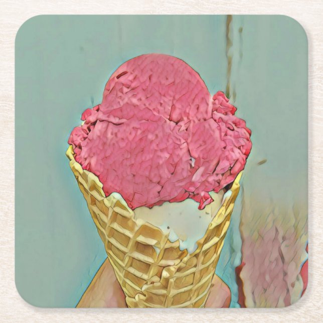 Eiscreme Geburtstagsgeschenk Rechteckiger Pappuntersetzer (Vorderseite)