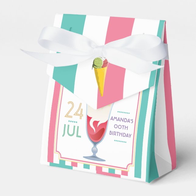 Eiscreme Geburtstagspartei personalisiert Geschenkschachtel (Vorderseite)