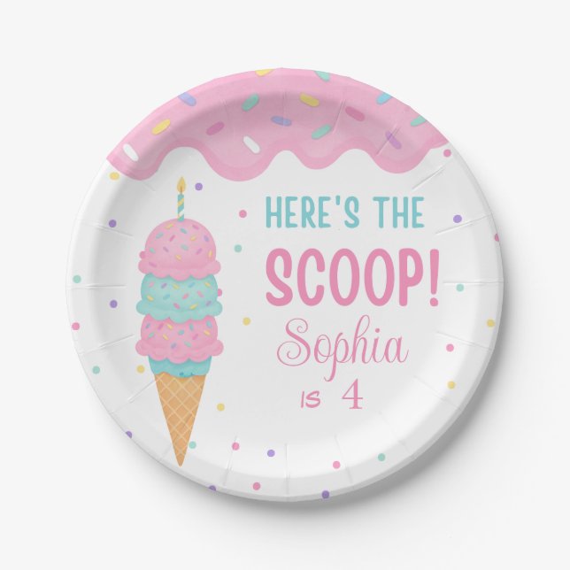 Eiscreme-Geburtstagspartikelplatte Pappteller (Vorderseite)