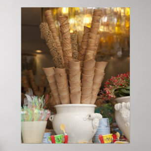 Eiscreme-Gelatinekegel im Schaufenster Poster