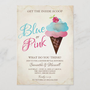 Eiscreme-Gender-Einladung BLUE ODER PINK Einladung