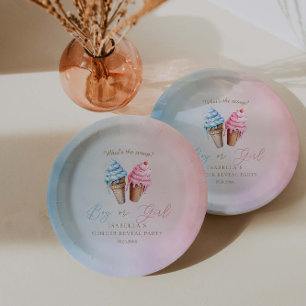 Eiscreme-Gender-Enthüllung Was ist der Schuh? Pappteller