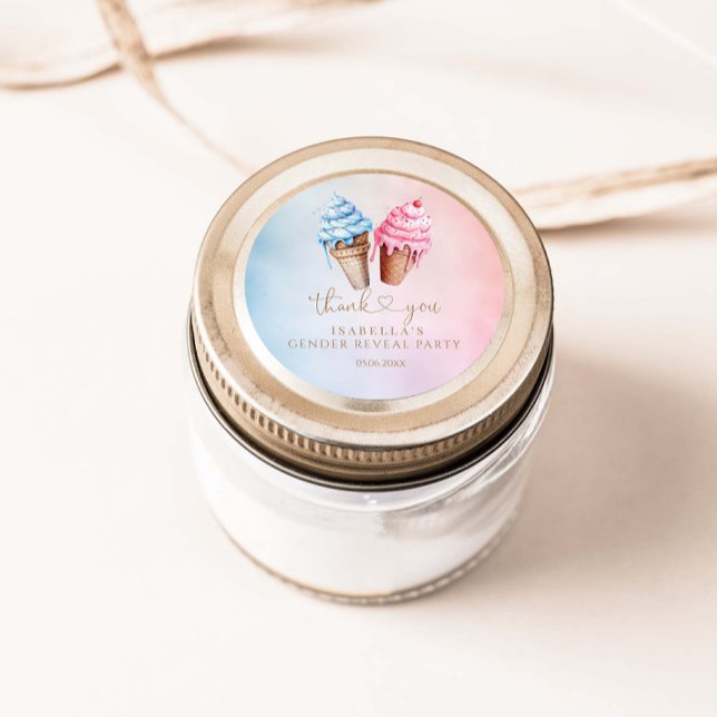 Eiscreme-Gender-Enthüllung Was ist der Schuh? Runder Aufkleber (Von Creator hochgeladen)