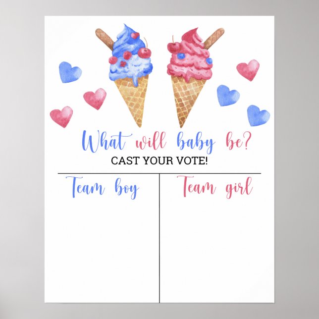 Eiscreme-Gender zeigt Boy- oder Girl-Chart Poster (Vorne)