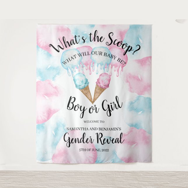 Eiscreme-Geschlecht offenbart einen Rückfall. Wand Wandteppich (Vorderseite)