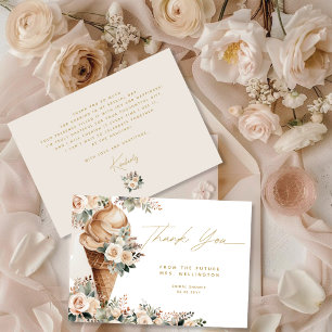 Eiscreme geschöpft Floral Boho Brautparty Dankeskarte