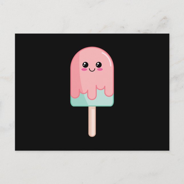 Eiscreme-Gesicht Kawaii Küche Kunst Postkarte (Vorderseite)