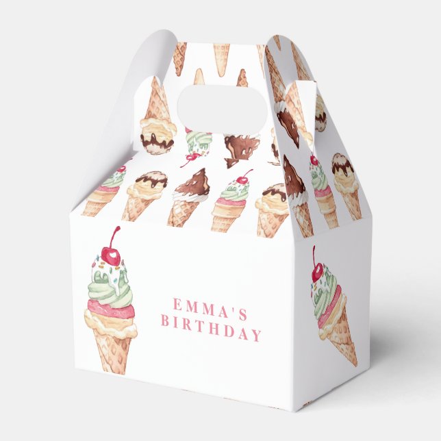 Eiscreme Girl BirthdayFavor Box Geschenkschachtel (Vorderseite)