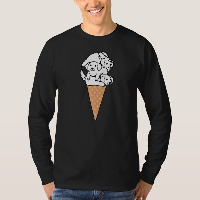 Eiscreme Große Pyrenäen Hund T-Shirt (Vorderseite)