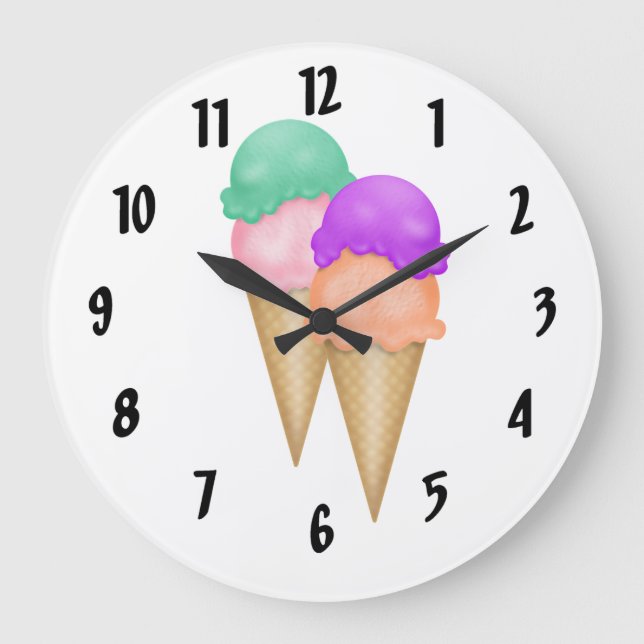 Eiscreme Große Wanduhr (Vorderseite)