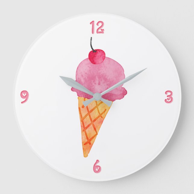 Eiscreme Große Wanduhr (Vorderseite)