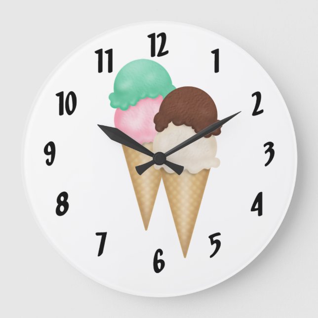 Eiscreme Große Wanduhr (Vorderseite)